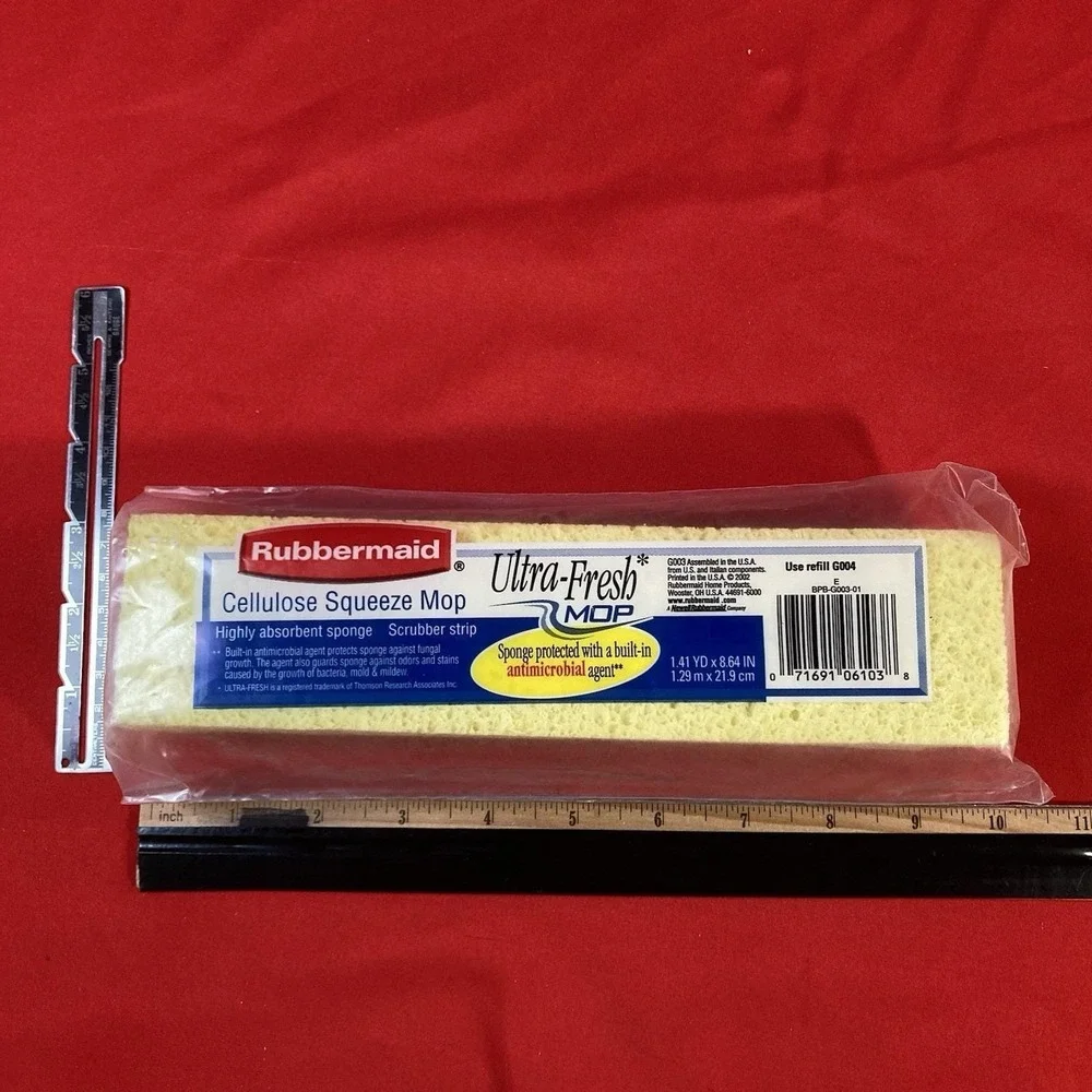 3 - Vintage 2002 Rubbermaid Cellulose Squeeze Mop Refill / Ultra-Fresh G003